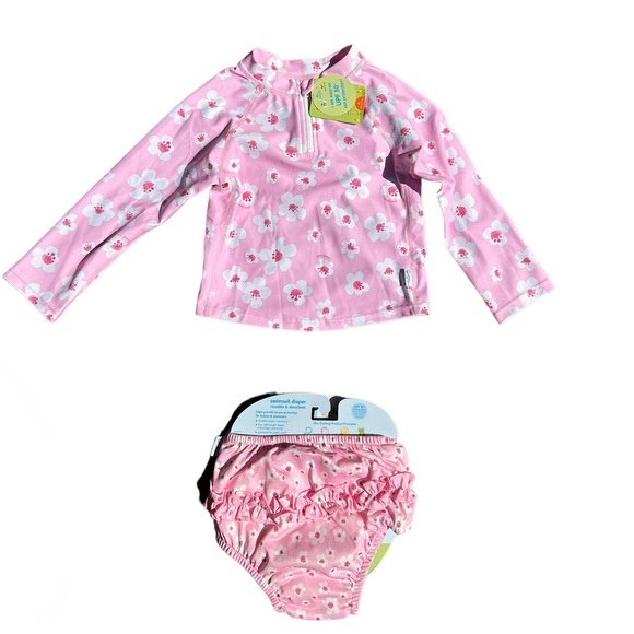 iplay - Rashguard and Swim Diaper set - Pink Blossom - 4T - Picture 2 of 9